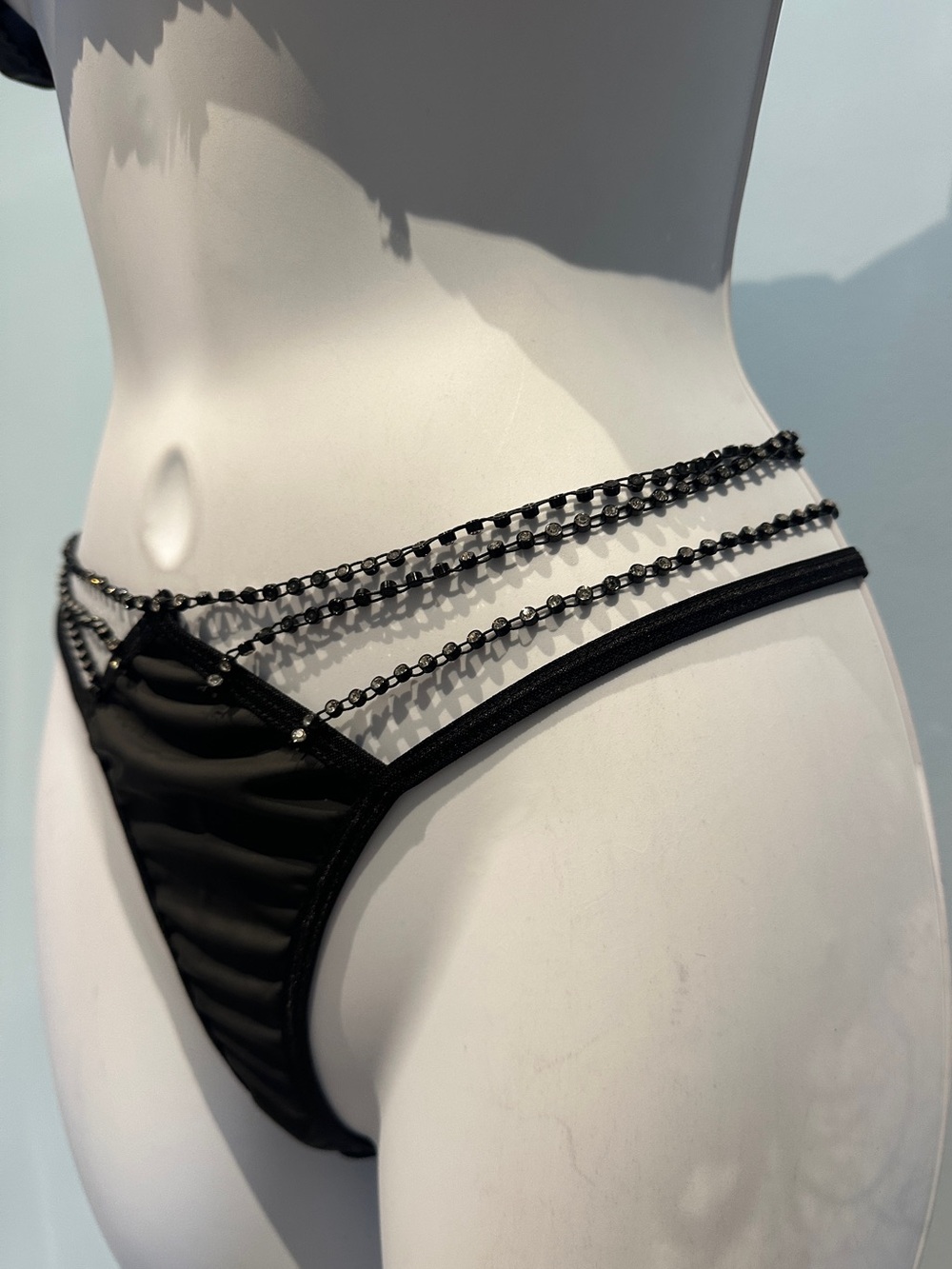 Shirley of Hollywood Black 2-Piece Lingerie Set Rhinestone Large New with Tags - Picture 7 of 16